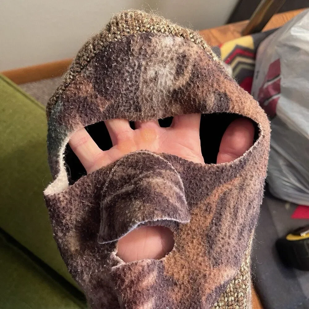 Vintage Camo Balaclava Ski Hunting Face Mask Warm Made In USA Bank Robber Beanie